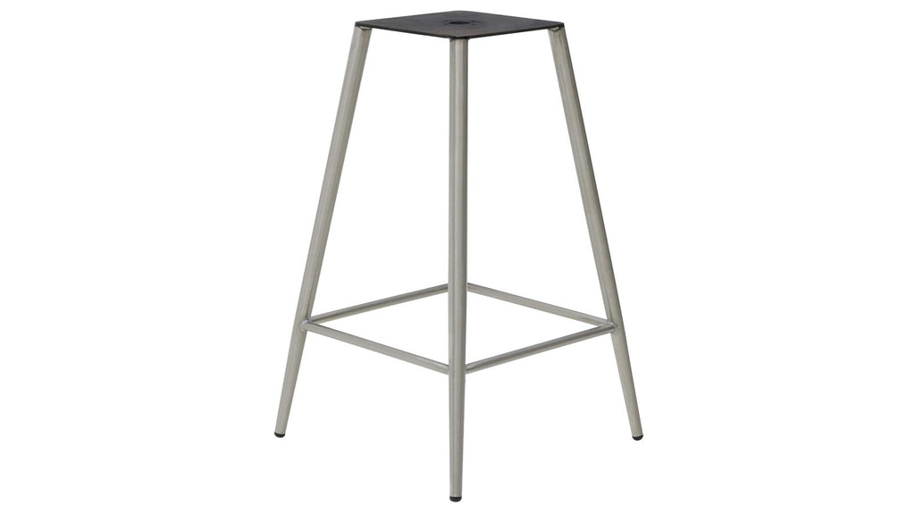 Barhocker mit schwarzem Kunstlederbezug und gebürstetem Edelstahlgestell