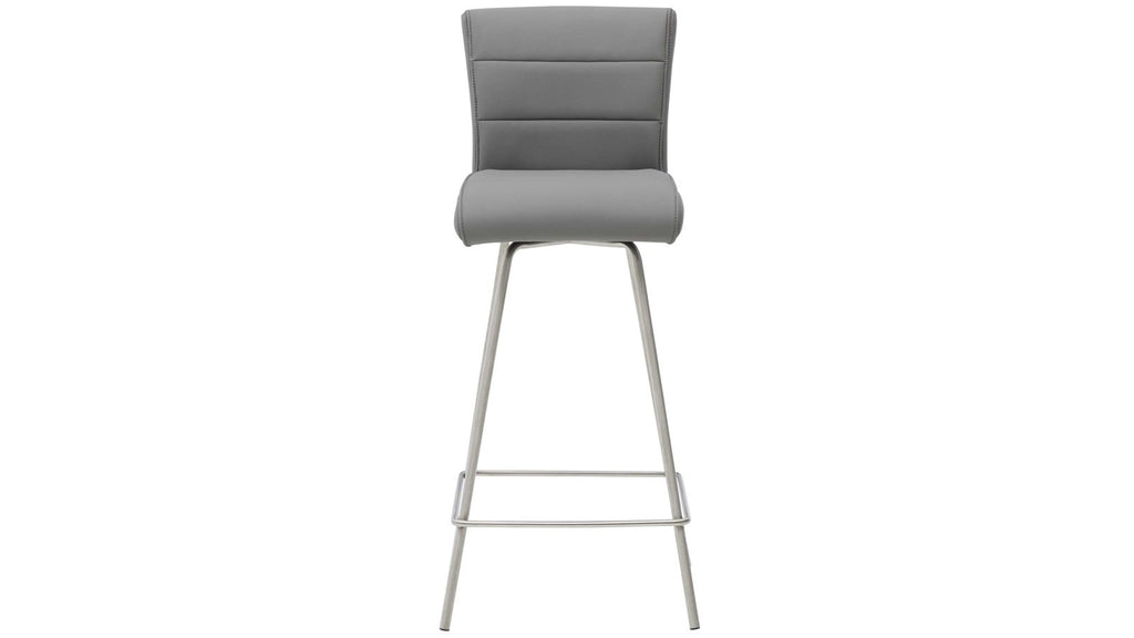 Barhocker mit delphingrauer Mikrofaser und Edelstahlgestell