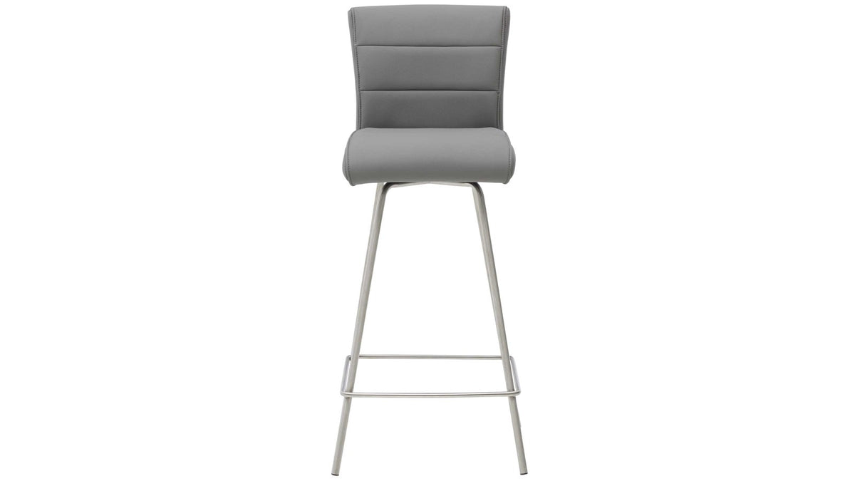 Barhocker mit delphingrauer Mikrofaser und Edelstahlgestell
