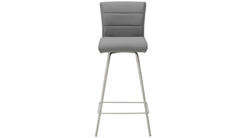 Barhocker mit delphingrauer Mikrofaser und Edelstahlgestell
