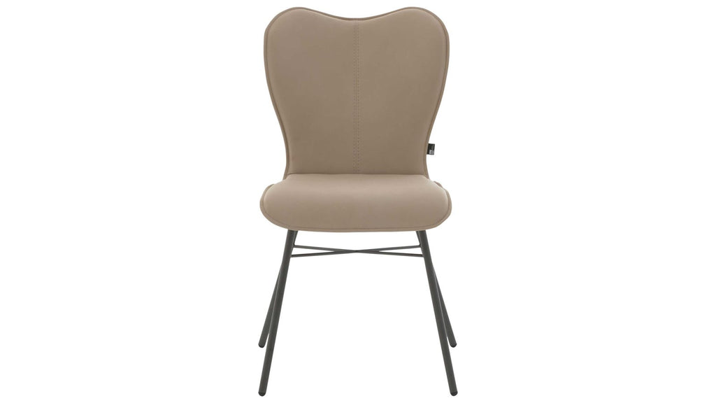 Polsterstuhl mit beige meliertem Stoff und anthrazitfarbenem Metallgestell für moderne Essbereiche