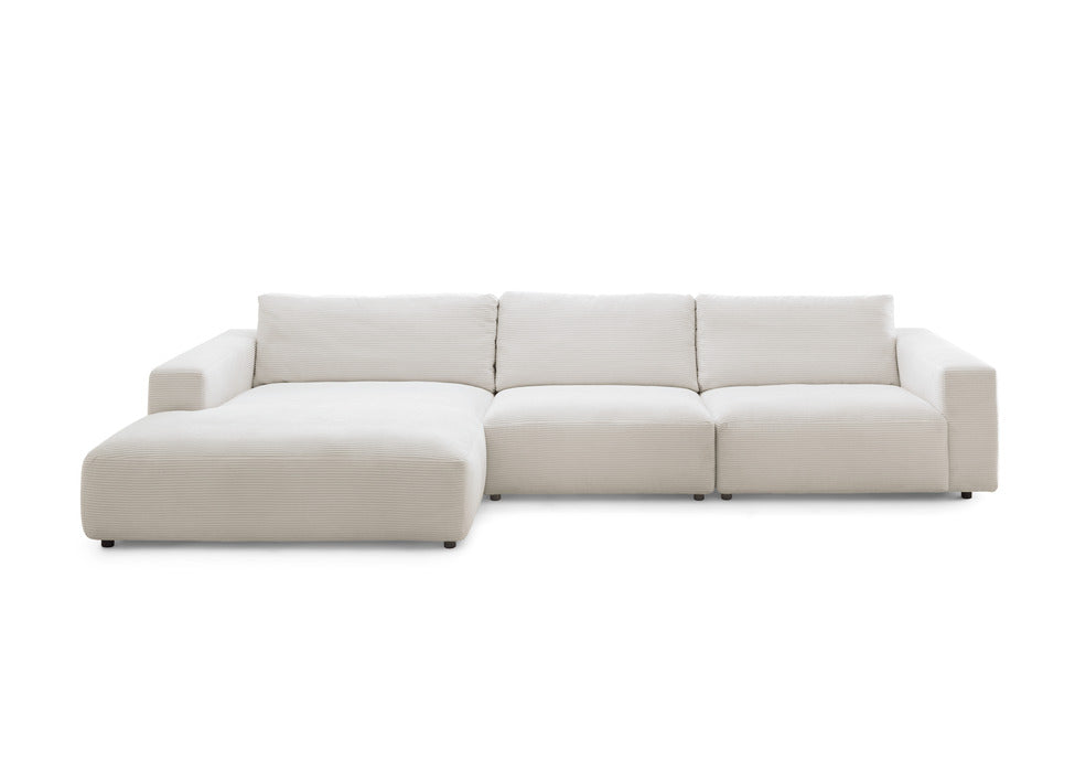MR Lucia – Sofa mit Longchair in Stoff Cord snow