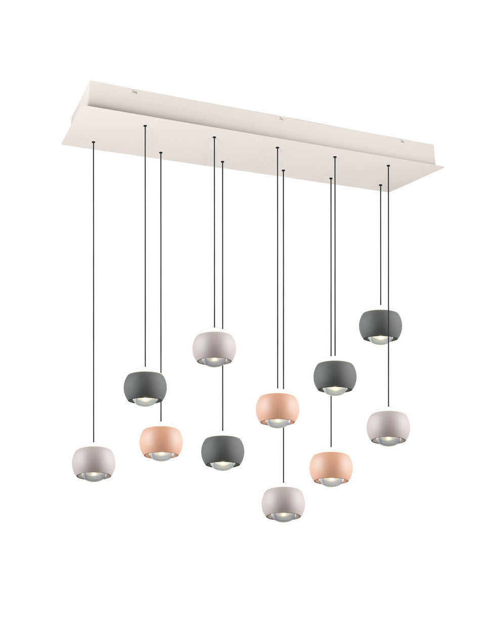Leuchten 2.0 – Pendelleuchte in Metall anthrazit / warm grey / peach