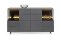 Q-Media 2.0 – Sideboard in Lack grau und Mattglas grau