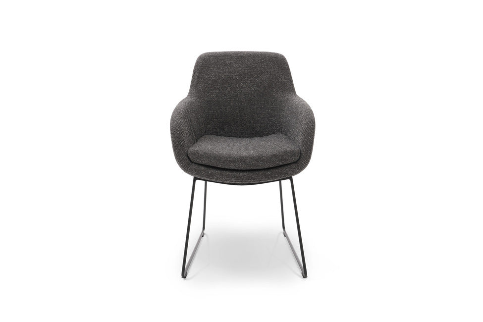 Tavia – Schalenstuhl in Stoff grau mit Schlittengestell