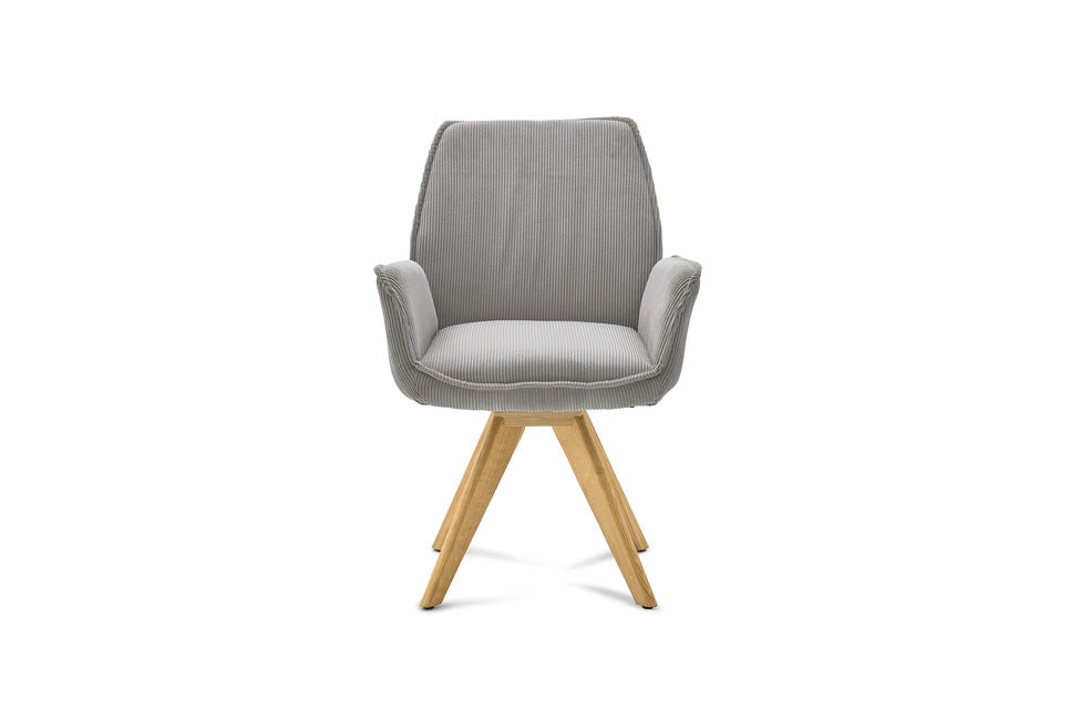 Tiama – Schalenstuhl in Cord Rebel shell mit Holzgestell